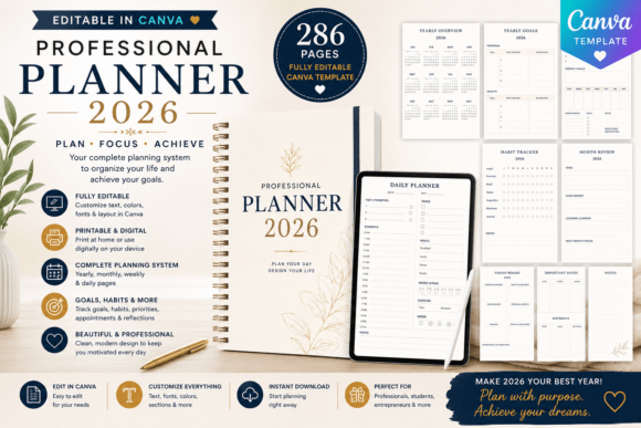Download Professional Planner Canva Template | 28 - Planner Collection