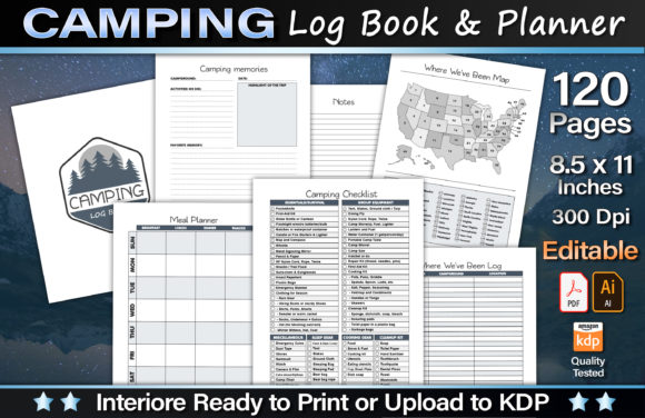 Download Editable Camping Log Book &amp; Planner - Planner Collection