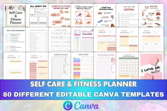 Download Editable Self Care &amp; Fitness Planner KDP - Planner Collection