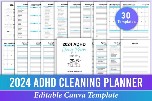 Download 2024 ADHD Cleaning Planner Canva KDP - Planner Collection