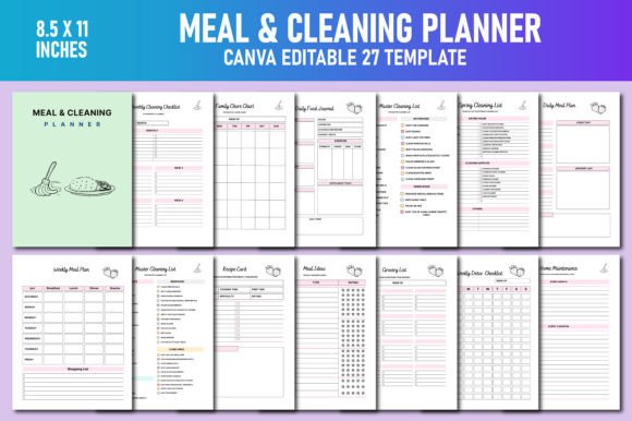 Download Meal &amp; Cleaning Planner Canva KDP - Planner Collection