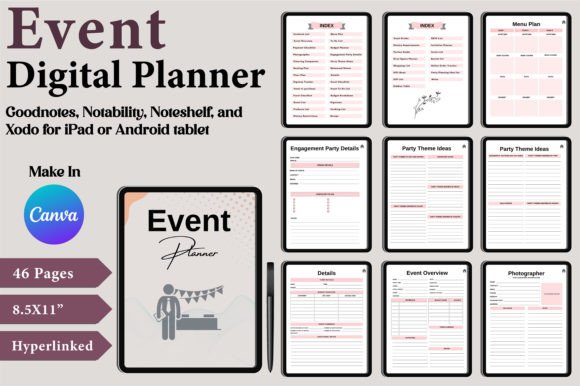 Download Digital Event Planner Canva Templates - Planner Collection