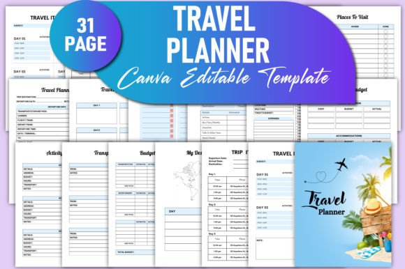Download Editable Travel Planner Canva KDP - Planner Collection