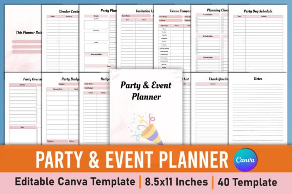 Download Party &amp; Event Planner Canva Template - Planner Collection