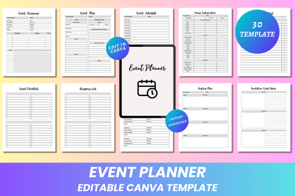 Download Editable Event Planner Canva KDP - Planner Collection