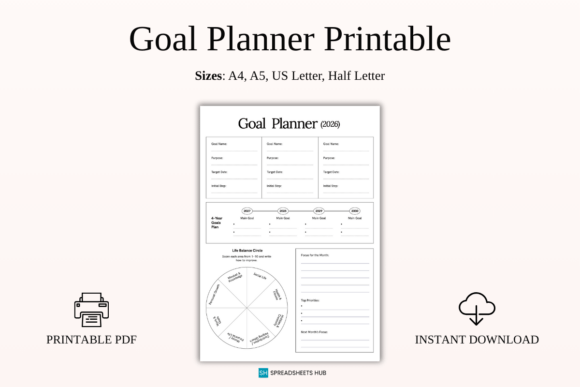 Download 2026 Life Balance | 4-Year Goal Planner - Planner Collection