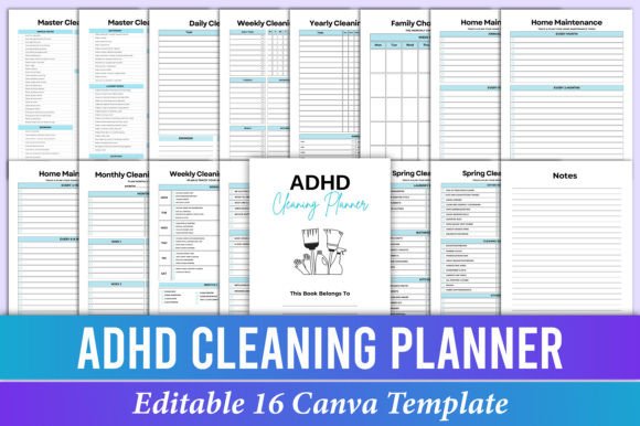 Download ADHD Cleaning Planner Canva Templates - Planner Collection