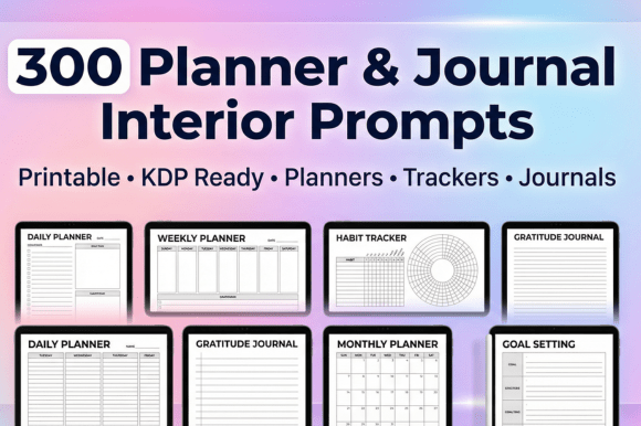 Download 300 Planner &amp; Journal Interior Prompts - Planner Collection