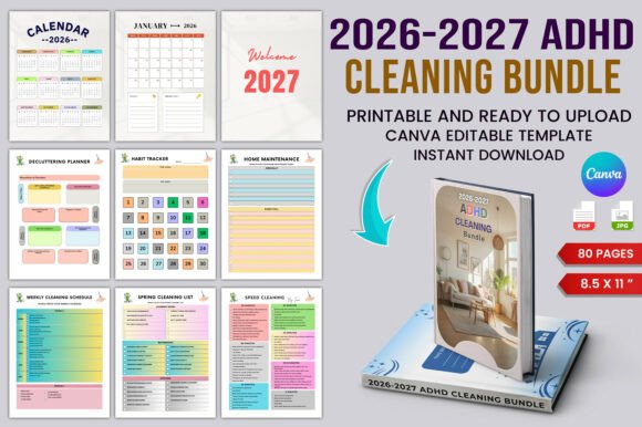 Download 2026–2027 ADHD Cleaning Planner Bundle - Planner Collection