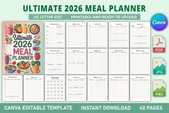 Download Ultimate 2026 Meal Planner KDP Interior - Planner Collection
