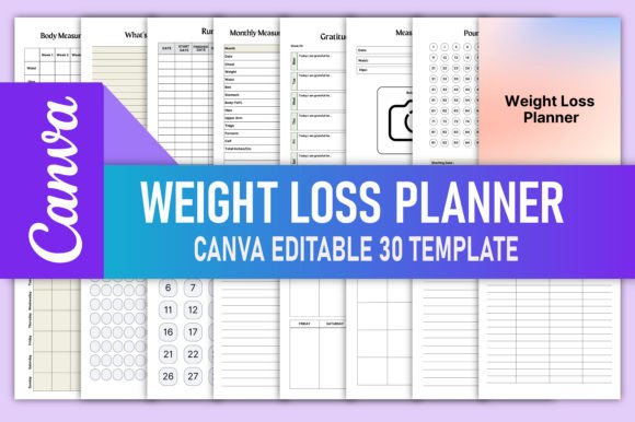Download Editable Weight Loss Planner for Canva - Planner Collection