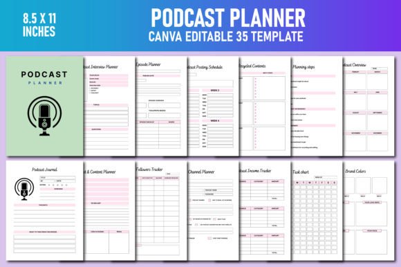 Download Podcast Planner Canva KDP Interiors - Planner Collection