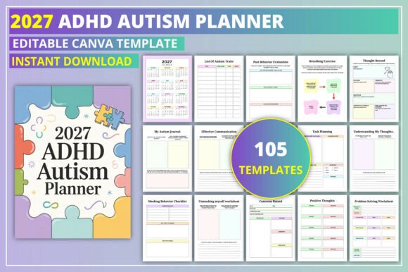 Download Editable 2027 ADHD Autism Planner - Planner Collection