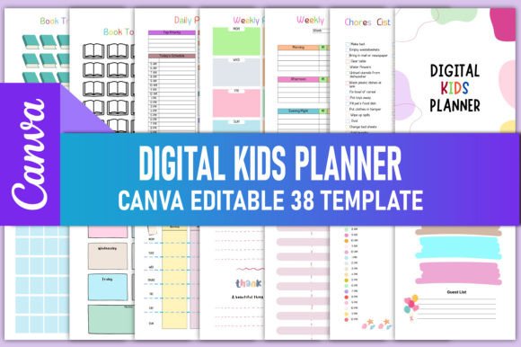 Download Editable Digital Kids Planner Canva KDP - Planner Collection