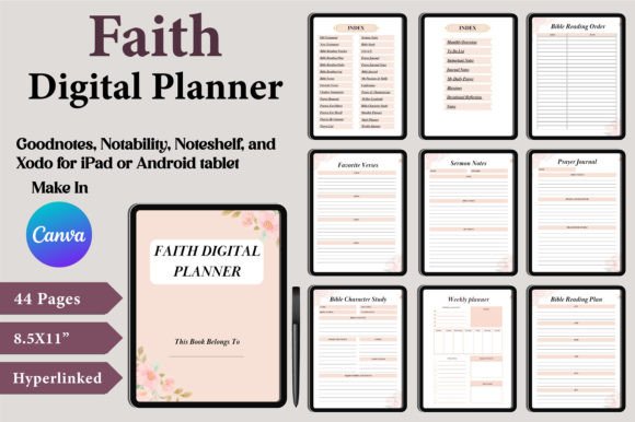 Download Faith Digital Planner Canva Templates - Planner Collection