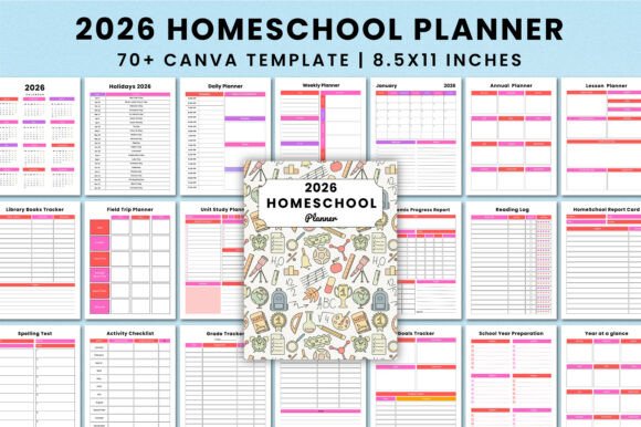 Download 2026 Homeschool Planner for Canva - Planner Collection