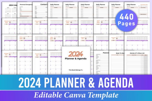 Download 2024 Planner &amp; Agenda Canva Kdp Interior - Planner Collection