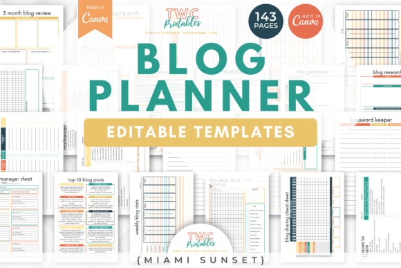 Download Blog Planner Canva Templates | MIAMI - Planner Collection