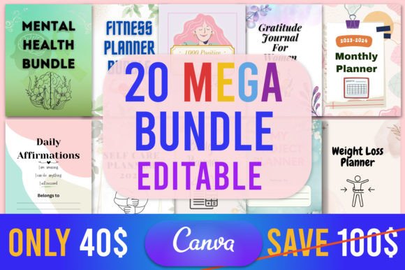 Download 20 Editable Canva Planner Mega Bundle - Planner Collection