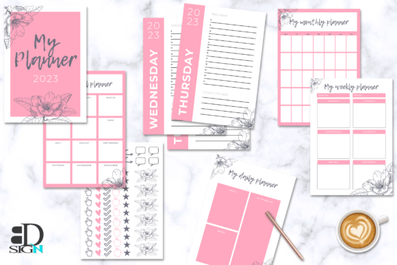 Download Light Pink and Flowery Planner 2023 - Planner Collection