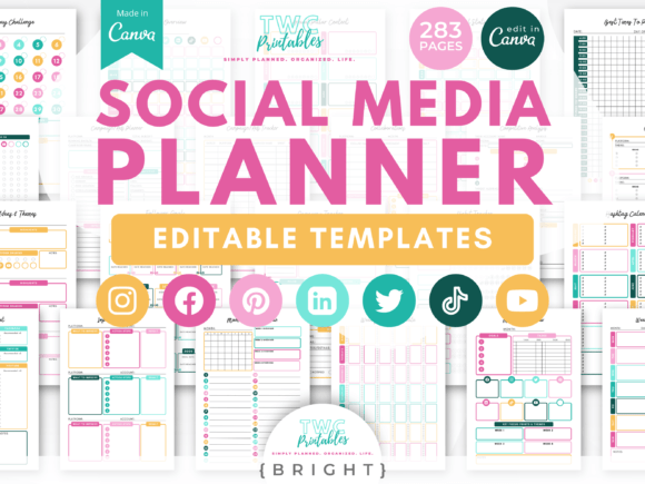 Download Social Media Planner Canva Templates - Planner Collection