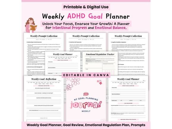 Download ADHD Weekly Goal Planner 2025, New Year - Planner Collection