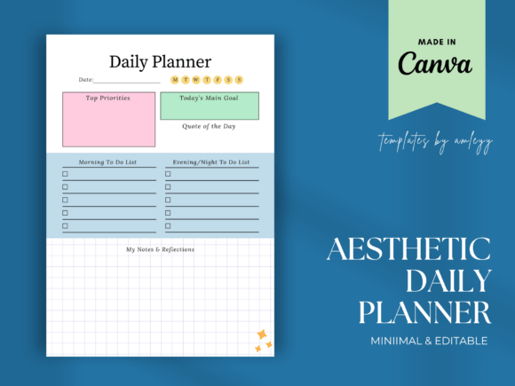 Download Aesthetic Daily Planner Template | CANVA - Planner Collection