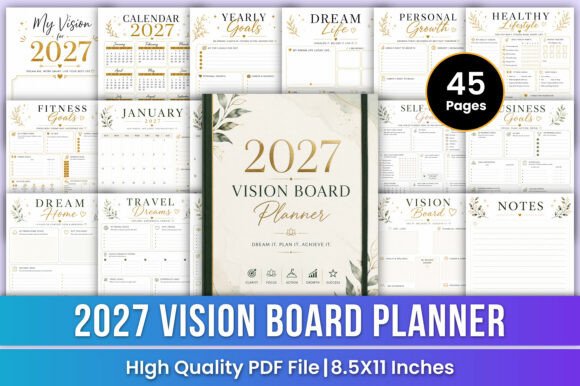 Download 2027 Vision Board Planner | Goals &amp; Mani - Planner Collection