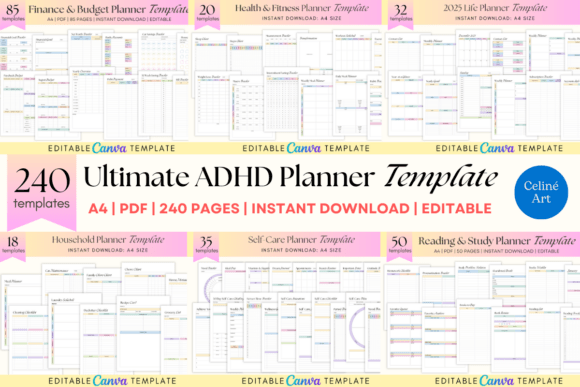 Download Ultimate ADHD Planner Templates Bundle - Planner Collection
