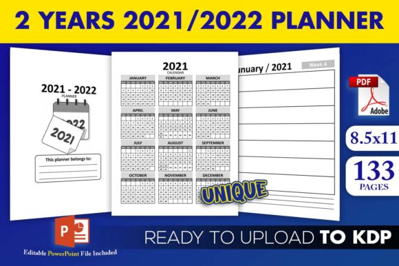 Download 2 Years 2021 / 2022 Planner KDP Interior - Planner Collection