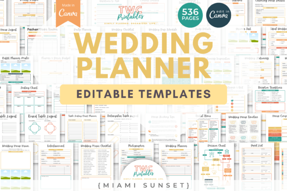 Download Wedding Planner Canva Templates | MIAMI - Planner Collection