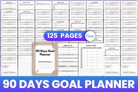Download 90 Days Goal Planner Canva Interior - Planner Collection