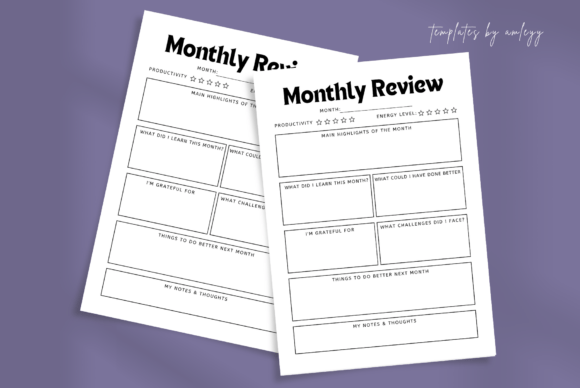 Download Monthly Review Planner Template Editable - Planner Collection