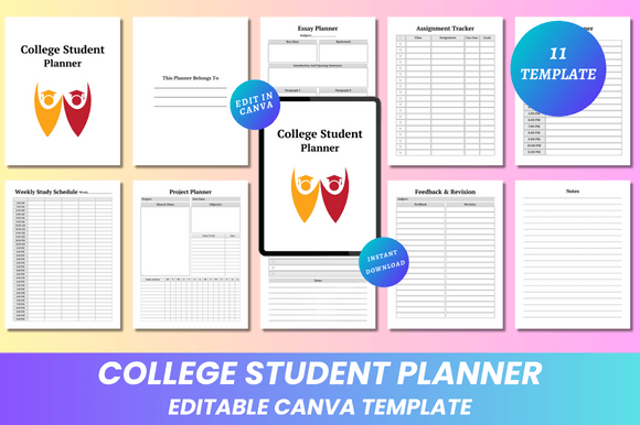 Download College Student Planner Canva KDP - Planner Collection