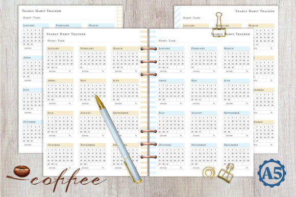 Download Coffee Planner - Yearly Habit Tracker - Planner Collection