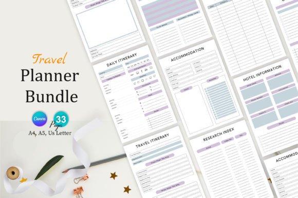Download Editable Travel Planner Bundle Pack - Planner Collection