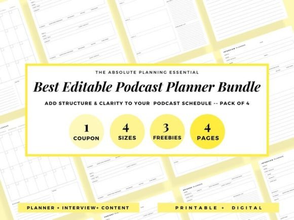 Download Podcast Planner, Editable Podcast Templa - Planner Collection