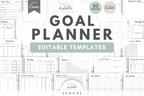 Download Goal Planner Canva Templates | SAGE - Planner Collection