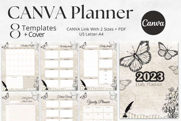 Download Editable Vintage CANVA Planner Template - Planner Collection