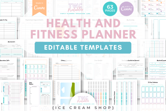 Download Health &amp; Fitness Planner Canva Templates - Planner Collection