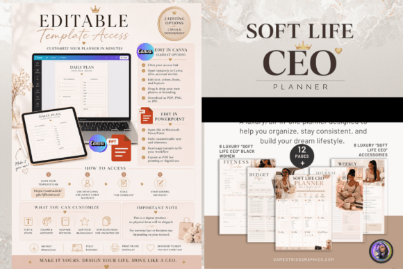 Download Soft Life CEO Planner: Editable Template - Planner Collection
