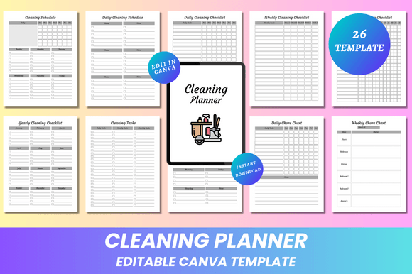 Download Editable Cleaning Planner Canva KDP - Planner Collection