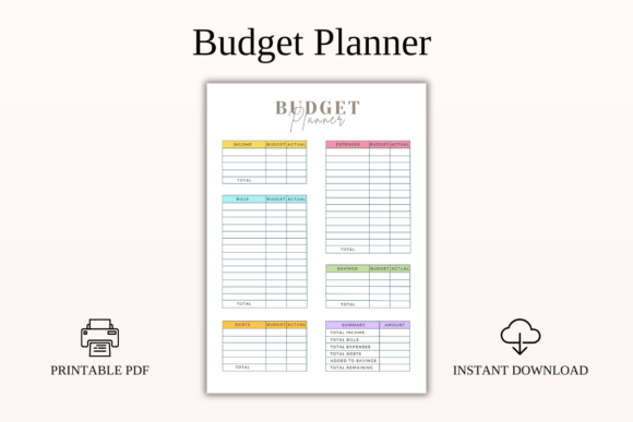 Download Printable Budget Planner 4 Sizes PDF - Planner Collection