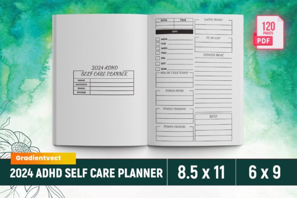 Download (KDP) 2024 Adhd Self Care Planner Canva - Planner Collection