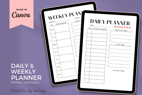 Download Minimal Daily &amp; Weekly Planner Template - Planner Collection