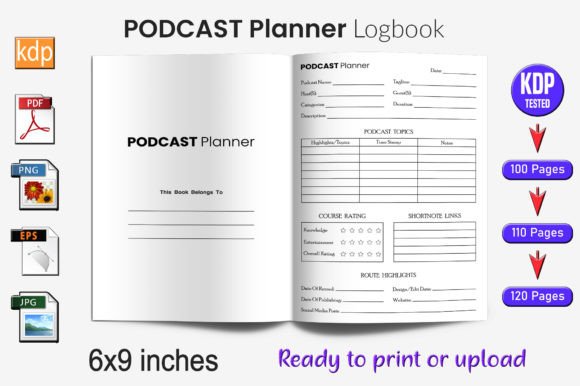 Download PODCAST Planner Log Book | KDP Interior - Planner Collection