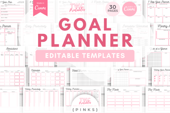 Download Goal Planner Canva Templates | PINKS - Planner Collection