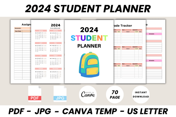 Download 2024 Student Planner Canva Template - Planner Collection