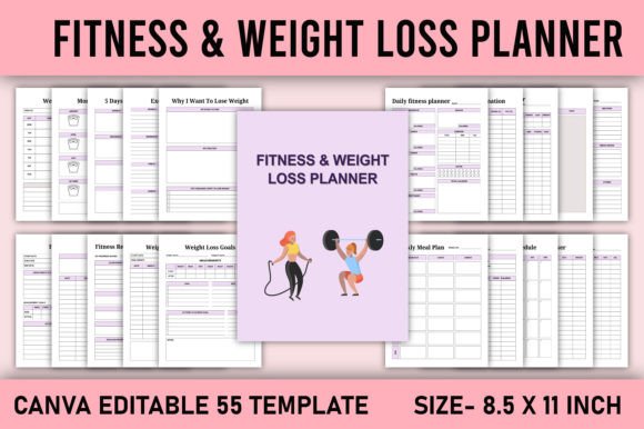 Download Fitness &amp; Weight Loss Planner Canva - Planner Collection