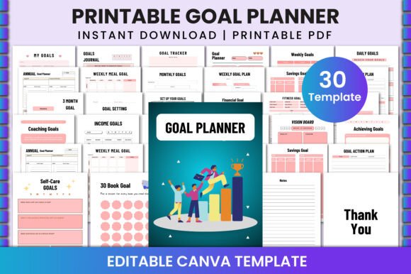 Download Printable Goal Planner for Canva KDP - Planner Collection